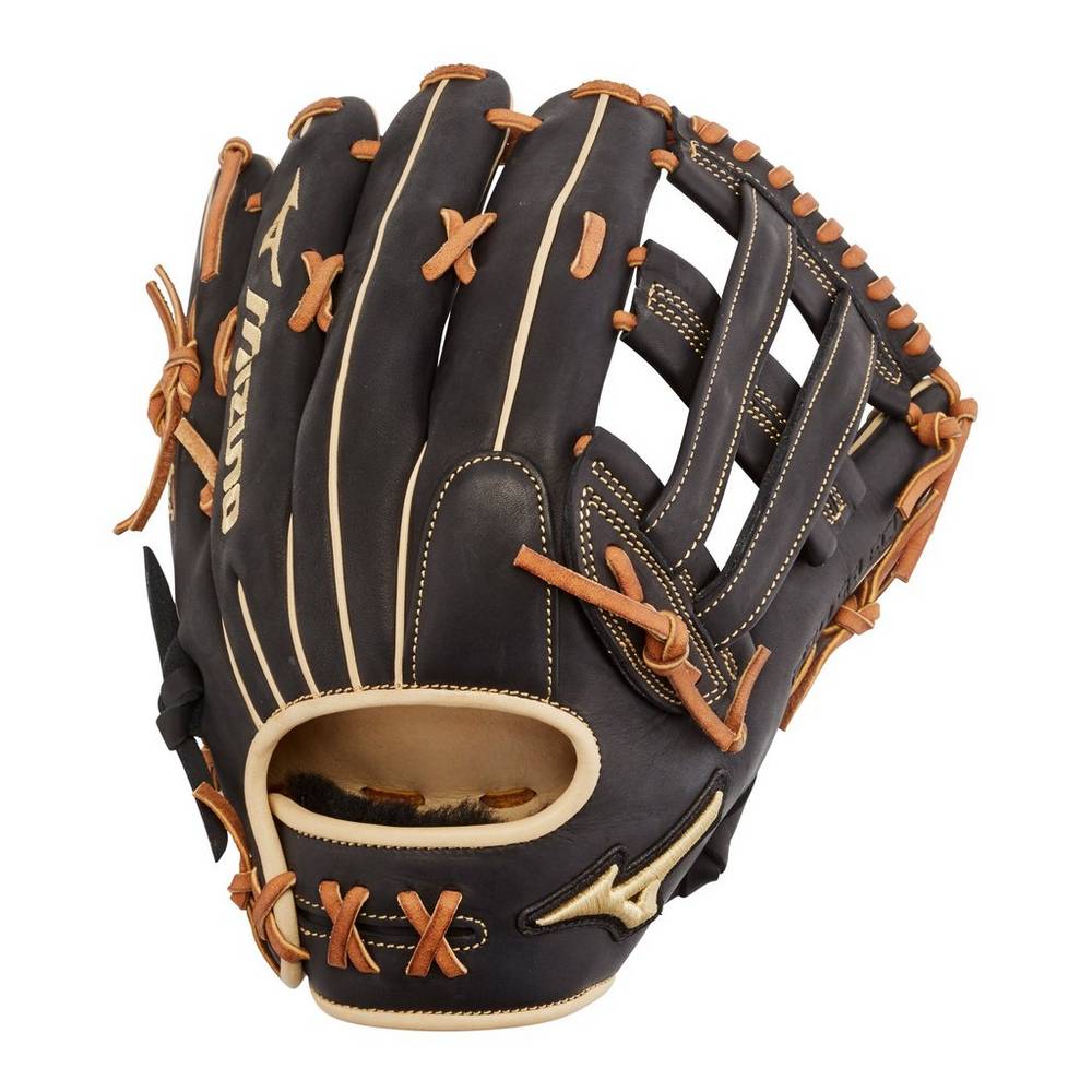 Panske Rukavice Mizuno Pro Select Outfield 12.75" - Deep Pocket Baseball Čierne Vypredaj VBQO63572